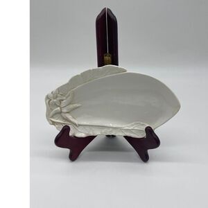 Ceramica Stefani Dish Tray Eggplant 9" White Made in Italy